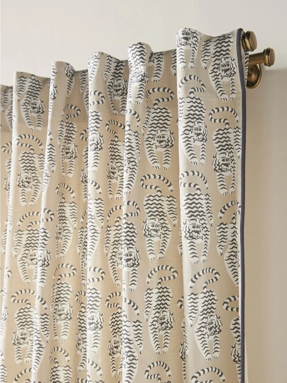 Anthropologie Cotton Printed Tiger Curtain, 50x96